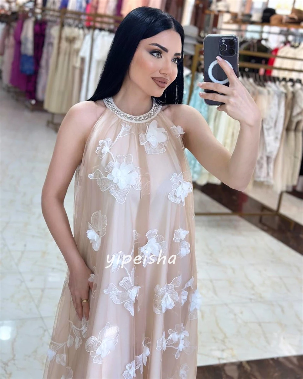 Customized Net Flower Rhinesto - Midi Dress recension och pris