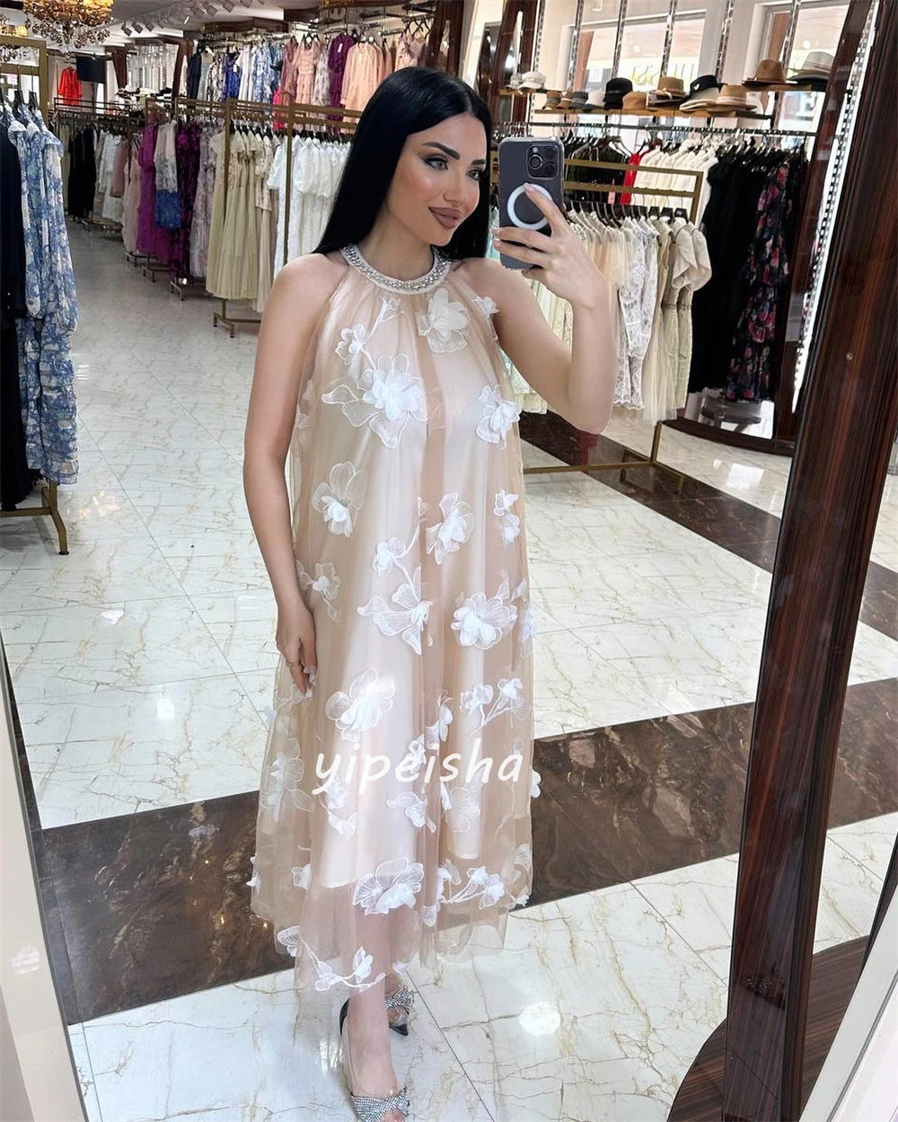 Customized Net Flower Rhinesto - Midi Dress recension och pris