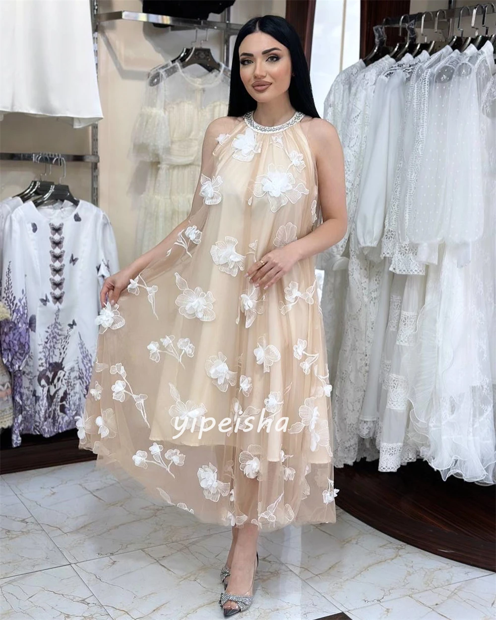 Customized Net Flower Rhinesto - Midi Dress recension och pris